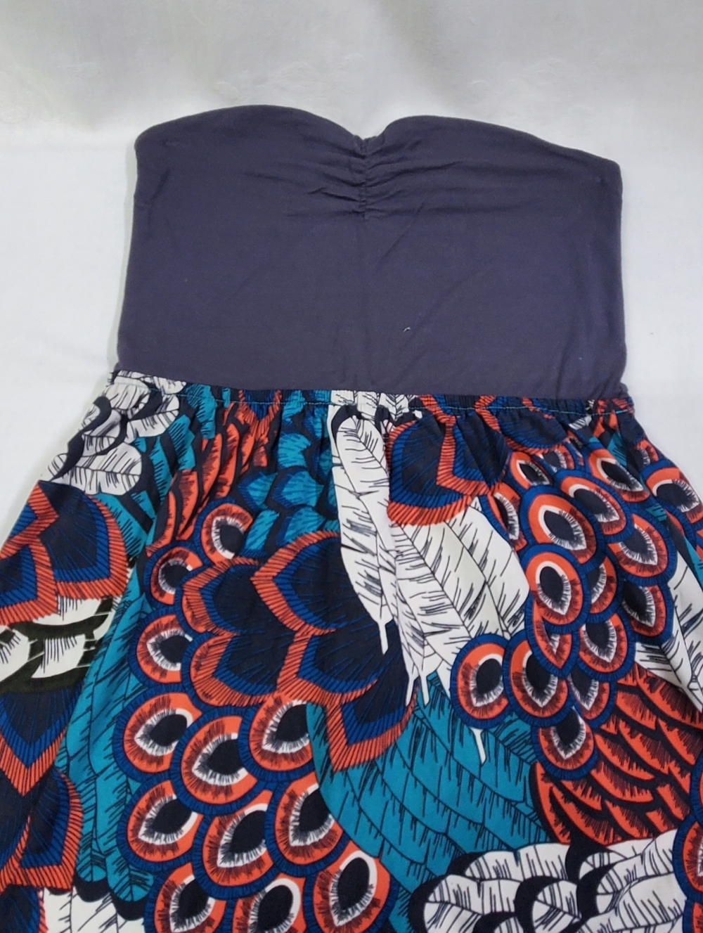 Roxy Women's Gray/Multicolor Strapless Vintage Mini Dress Small